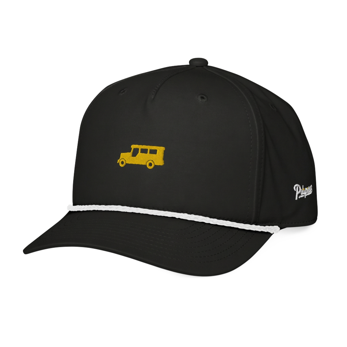 Yellow Gold Jeepney + Script - Rope Hat - Black/White