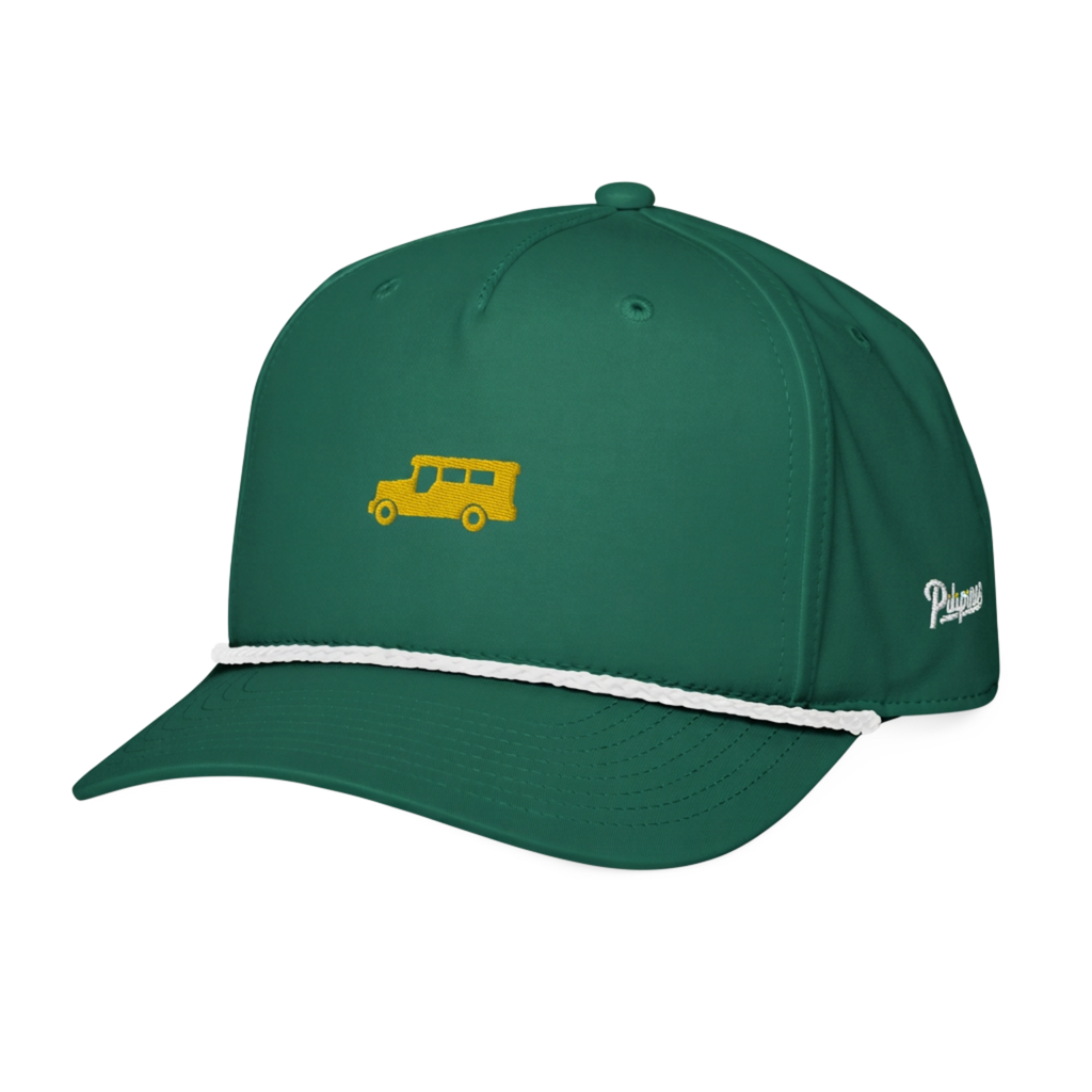 Yellow Gold Jeepney + Script - Rope Hat - Green/White