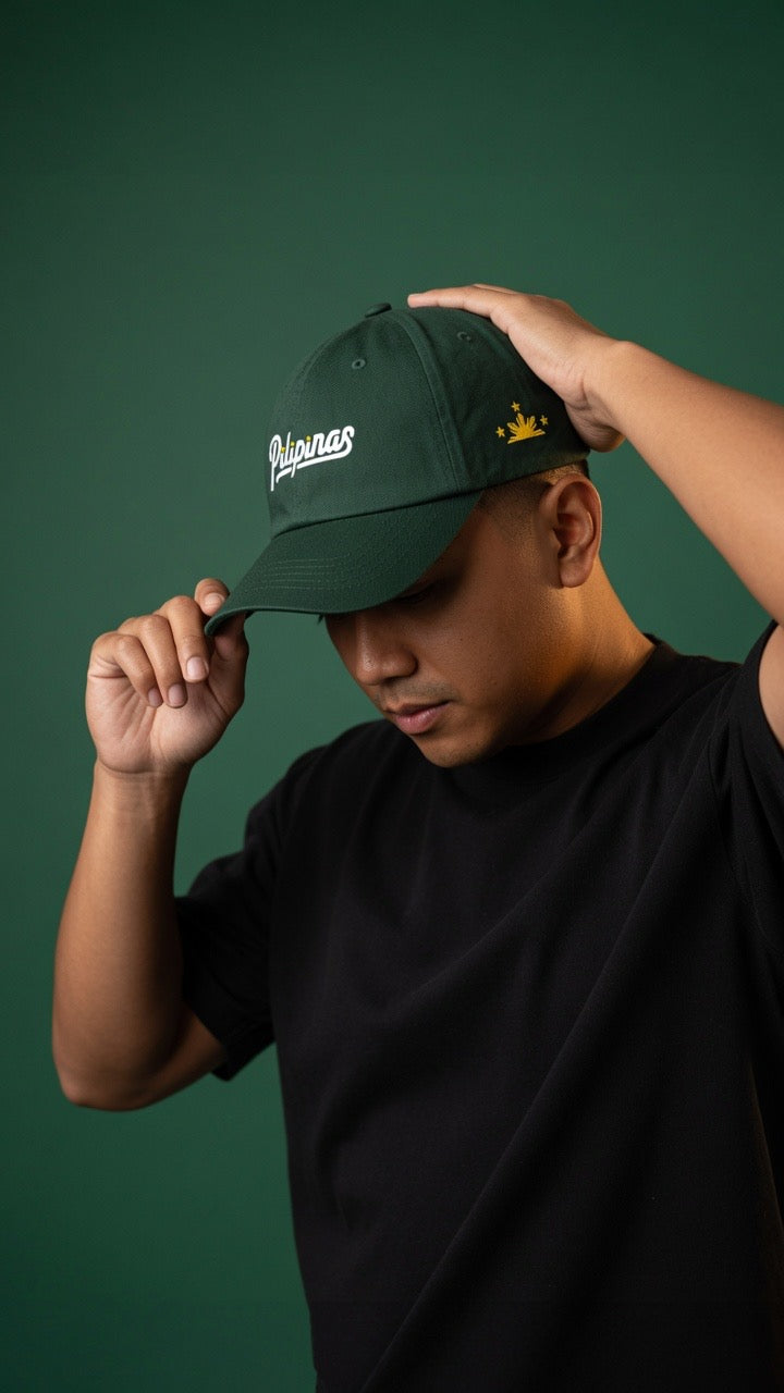 SCRIPT + SOLEIL & TROIS ÉTOILES sur chapeau vert