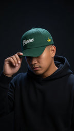 SCRIPT + SOLEIL & TROIS ÉTOILES sur chapeau vert