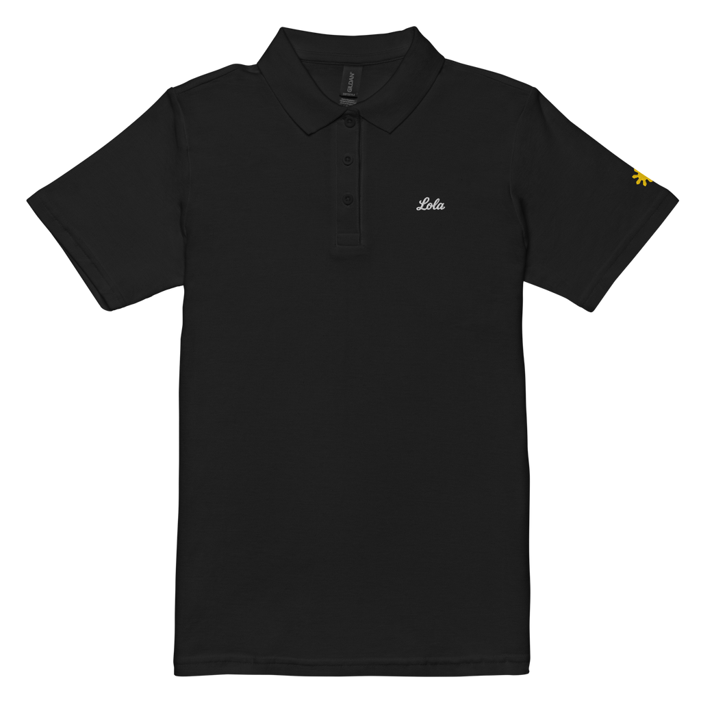 Lola (Grandma) women’s polo, Black, front