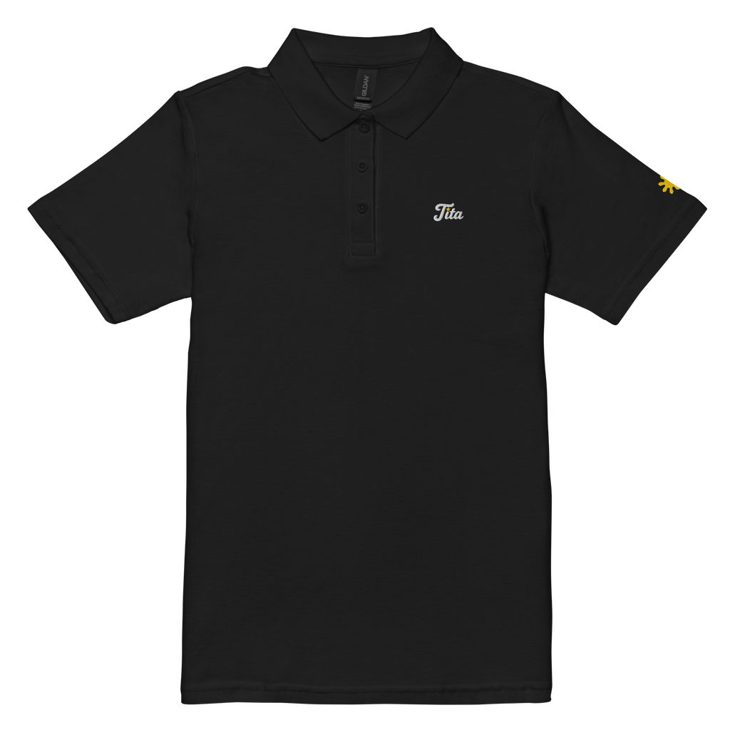Tita (Auntie) women’s polo, Black, front