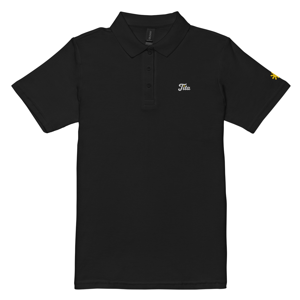 Tita (Auntie) women’s polo, Black, front